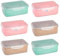 Tradineur - Pack de 6 Fiambreras Rectangulares Pastel con tapa Transparente - Fabricado en Plástico - Apto para microondas y lavavajillas - 7,5 x 24 x 16 cm - Color Aleatorio