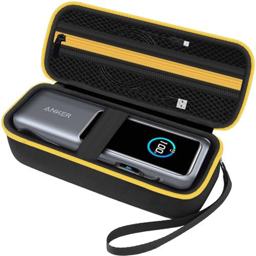 HESPLUS Case for Anker 25,000mAh Laptop Power Bank, Hard Travel Carrying Case for Anker A1695 Portable Charger 25K 165W Power Bank Organizer Bag - Black&Yellow(CASE ONLY)
