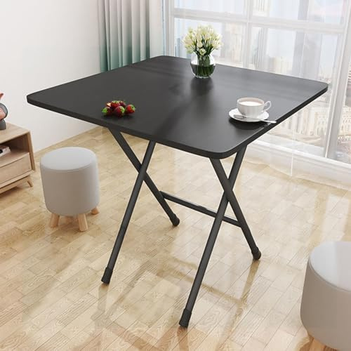reukmuuc Tableau Pliable pour 2 à 4 Personnes, Table Manger carrée Portable, MDF et matériau en Acier Inoxydable, roulement de Charge Solide, Conception compacte Les fêtes, Camping, Utilisation Noir