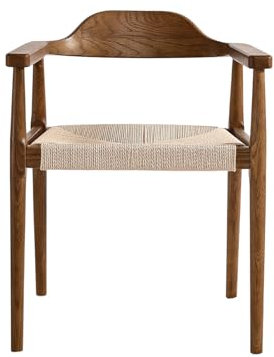 DOBESTS Esszimmerstühle Holz, Holzstühle, Holzstuhl Esszimmer, Mittelalterlicher Stil Esszimmerstühle, Rattan Stuhl Küche/Esszimmer/Wohnzimmer/Arbeitszimmer, Einfach montieren (Braun)