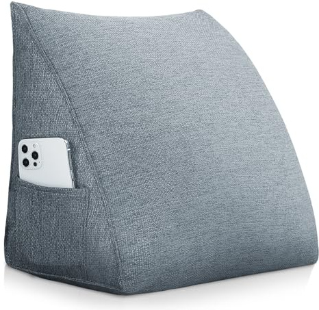 LELEFIDO Keilkissen als Kopfteil-Lesekissen für Bett und Sofa | Abnehmbarer Leinenbezug,bietet Rücken- und Nackenstütze,ideal zum Sitzen im Bett sowie als Sofa-/Daybed-Kissen