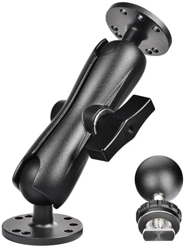 VAUBORTTI Aluminum 1.5 Ball Mount for Garmin Striker 4 Fish Finder, Compatible with RAM C Size, 2 AMPS Round Plate & T-Bolt for Kayak or Boat Track Rail Mounting