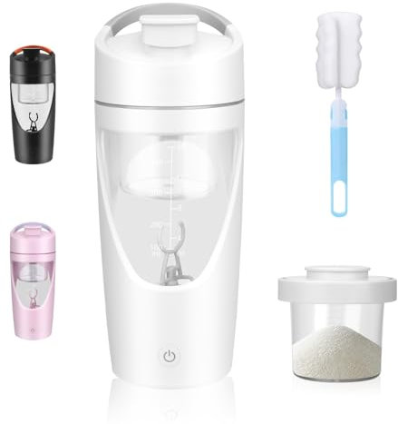 Protein Shaker Bottle, USB Rechargeable Electric Protein Shaker Bottle, 700ml Portable Mixer Cup, Waterproof Shaker Cups for Protein Shakes and Meal Replacement Shakess with Brush for Gym Sport