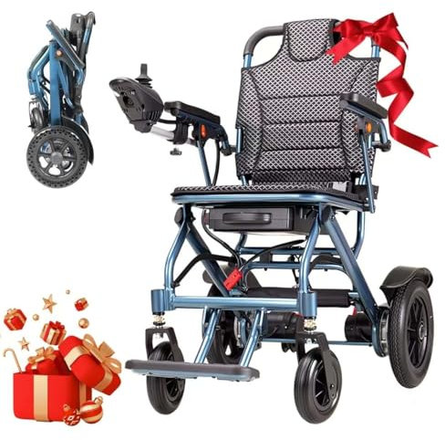 ByteTecpeak D04 Elektrorollstuhl – 17.9kg,500W Motor, 10Ah abnehmbarer Lithium-Akku, elektromagnetische Bremse, 150kg Tragkraft, ideal für Reisen & Alltag