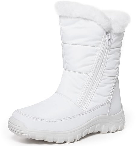 Polar Womens Memory Foam Twin Zip Opening Pull On Nylon Waterproof Thick Faux Fur Lined Winter Rain Snow Boots