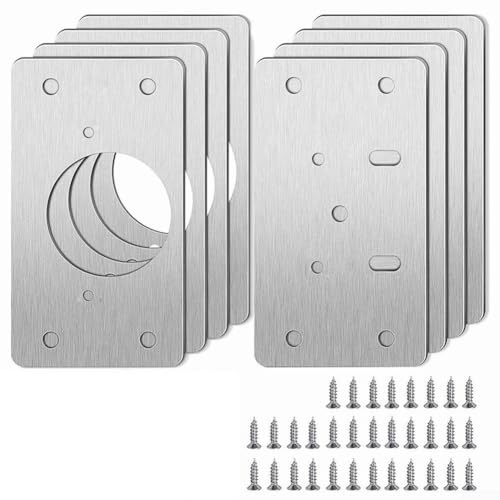 Edelstahl Schrankscharnier Reparaturplatten Set 10 Paar für Küchenschränke, Türen und Schubladen zum sicheren Fixieren und Schließen von Scharnieren (4 Paar)