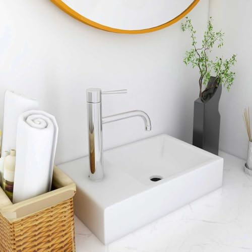 Evier Cuisine,Lavabo 400x220x90 mm SMC Blanc,Meuble Lave Main Wc pour Cuisine, Wc d'invités