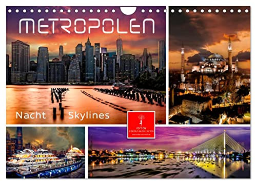 Metropolen - Nacht Skylines (Wandkalender 2026 DIN A4 quer), CALVENDO Monatskalender: Weltstädte in außergewöhnlichen Nachtbildern. (CALVENDO Orte)