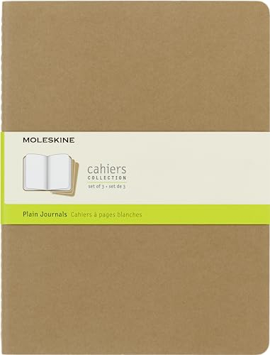 Moleskine Cahier Journal (3er Set Notizbücher mit weißen Seiten, Hardcover, Extra großes Format 19 x 25 cm, braunes Kraftpapier, 120 Seiten)