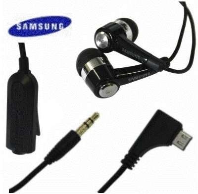 Samsung Stereo Headset cuffia AAEP433JBE incl. adattatore AARM0U3BBE Micro-USB per Samsung B7330, B7610, C6625, G810, i7500, i8000, i8510, i8910, M6710, M7500, M7600, M8910, S3370, S5600, S7220, S7350, S8000, S8300 - nero