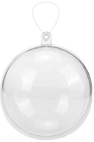 GLOREX 6 3500 004 - Kunststoff-Kugel, Durchmesser 10 cm, transparent glasklar, teilbar in 2 Hälften, zum Befüllen und Dekorieren, mit Loch zum Aufhängen