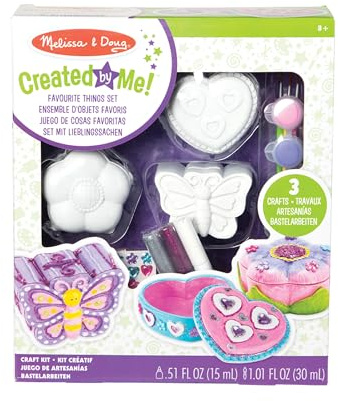 Melissa & Doug Created by Me! Favorite Things Craft Kits Set: Decorate-Your-Own Flower and Heart Treasure Boxes and Butterfly Bank