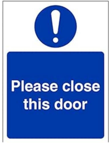 V Safety Please Close This Door Sign - Portrait - 150mm x 200mm - Self Adhesive Vinyl