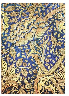 Paperblanks 12-Monatskalender Softcover Flexi 2025, Morris Windstoß, Midi, Horizontal, Elastikband-Verschluss