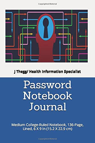 Password Notebook Journal: Medium College-Ruled Notebook, 136-Page, Lined, 6 X 9 In (15.2 X 22.9 cm)