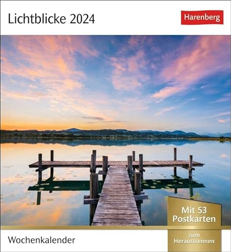 Lichtblicke Postkartenkalender. Kalender zum Aufstellen oder Aufhängen. Postkarten-Tischkalender 2024 mit stimmungsvollen Motiven und Naturaufnahmen: Wochenkalender mit 53 Postkarten