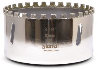 Starrett Diamond Grit Hole Saw - D0314 Ceramic and Tile Drill Cutter - For Brick Glass Marble Slate Stone Porcelain - 83mm (3.1/4 inch)