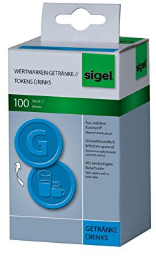 SIGEL Wertmarken Getränke blau 100 Stück 25 mm Kunststoff | WM007, Pfandmarken aus stabilen Kunststoffchips, wiederverwendbar für Catering, Feste und Events