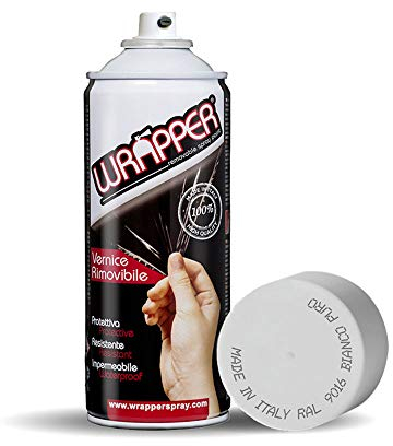 4R Quattroerre.it 16414 Wrapper Spray Bianco Opaco | Vernice Removibile per Carrozzeria | Pellicola Spray Protettiva UV e Anti-Graffio | Wrapping Liquido Made in Italy