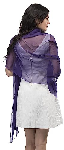 Basic Sense Large Plain Chiffon Shawl Scarf - Vibrant Sheer Accessory for Weddings and Evening Party, Purple