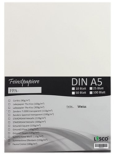 GMUND Transparentpapier DIN A5 Farbe Weiß transparent / LYSCO® Feinstpapierset mit 100 Blatt Inhalt (FPA-126) - bedruckbar, sehr gute Qualität, für Einladungen, als Einlegeblätter für Alben, Fotoalben, Fensterbilder, Bastelarbeiten uvm.