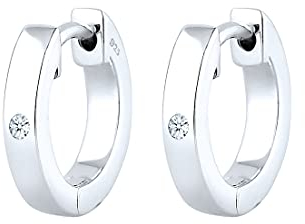 Elli DIAMONDS Earrings Women Creole Basic Diamond (0.03 ct.) in 925 Sterling Silver