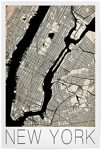 artboxONE Poster 150x100 cm New York NYC Städte Retro City Map New York - Bild City City map map