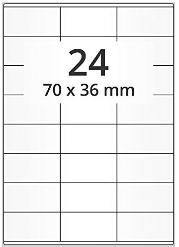Laserdrucker Etiketten auf A4 Bogen, weiß - 70 x 36 mm - 12.000 Papier Etiketten auf 500 Blatt, selbstklebend, Internetmarke Aufkleber, matt