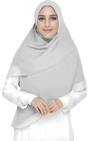 Lina & Lily Premium Chiffon Damen Muslim Hijab Kopftuch Schal Quadrat 145 x 145cm (Silber)