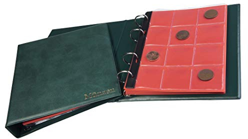 MC.Sammler Münzalbum für Münzen Aufbewahrung - 120 Taschen - Sammelalbum für Sammler - Album für Sammlermünzen bis 43 mm z.b. 10 Euro - Grün
