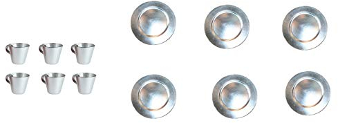 6 x Platzteller Silber Ø 33cm Dekoteller Weihnachten Advent Hochzeit Unterteller Kunststoff Teller Tischdekoration underplates 6er Set Espresso Tassen Silber