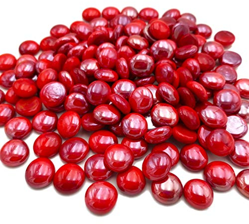 Armena Glasnuggets Rote Glassteine Blickdicht Deko Glasperlen Durchmesser 17-20mm 300g (Circa 75 Stück)