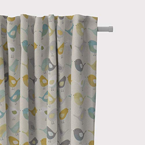 SCHÖNER LEBEN. Vorhang Fryett`s Birds Vögel beige grau Mint senf 245c, Gardinen Aufhängung:Smok-Schlaufenband