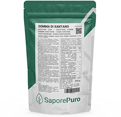 Saporepuro Xantano in polvere 250 gr - Ideale per Gelati, salse, topping, Sorbetti, gel, impasti pizza, mixologi, cucina molecolare - Puro 100%