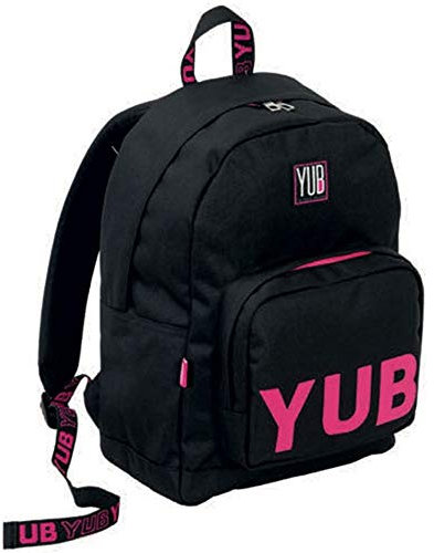Bakaji Zaino Cartella Scuola Ragazzi Medie Elementari Seven Yub Fluo in Tessuto 900D Spallaci Imbottiti Tasca Frontale e Schienale Ergonomico Colore Nero Dimensione 30,5 x 42 x 14 cm (Rosa)
