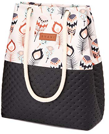 Bvani Große Damen Shopper Tasche zum Einkaufen Reisen Arbeiten Schule - Tote Bag (Indische Muster Punkte)