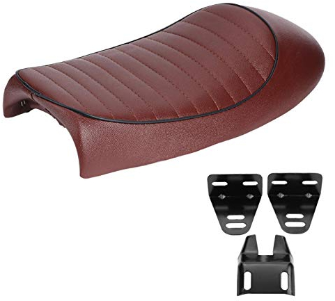 Sitz Sattel Motorrad PU Leder Vintage Cafe Racer Sitz Flach Sattelkissen für CG125 GN CG CB400SS(A)