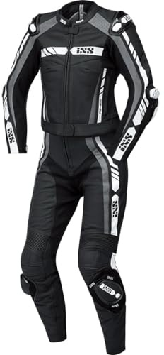 IXS RS-800 1.0 2-Teiler Damen Motorrad Lederkombi, schwarz/grau/weiß, 44 | Atmungsaktiv