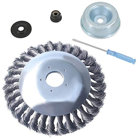 Poweka Cabezal de cortadora de hierba, 6 pulgadas de robar alambre cortador de cabeza con arandela de empuje, plisado jinete, tuerca de collar, Removel, cortacésped