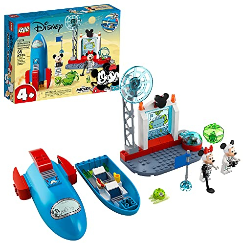 LEGO Disney Mickey and Friends Mickey Mouse & Minnie Mouse’s Space Rocket 10774 Building Kit; A Cool Set for Kids; New 2021 (88 Pieces), Multicolor