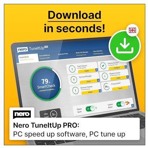 Nero PC Tuning | speed up your PC | start faster | surf faster | optimise your operating system | Windows 11 / 10 / 8 / 7 | 1 Device | Annual licence | Activation code per email