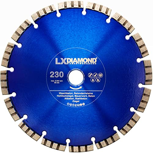 LXDIAMOND Diamant-Trennscheibe 230mm x 25,4mm Diamantscheibe - für Stein Beton Stahlbeton passend für Steinsägen Schneidetische Brückensägen - Betonscheibe 230 mm in Premium Qualität