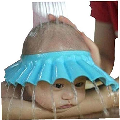 Zonster Safe wasserdichte Shampoo-duschkanne-Schutz-schutzweiche Hut Kinder Kinder Halten Das Wasser Aus Ihren Augen Gesicht, Blau, 29*26cm