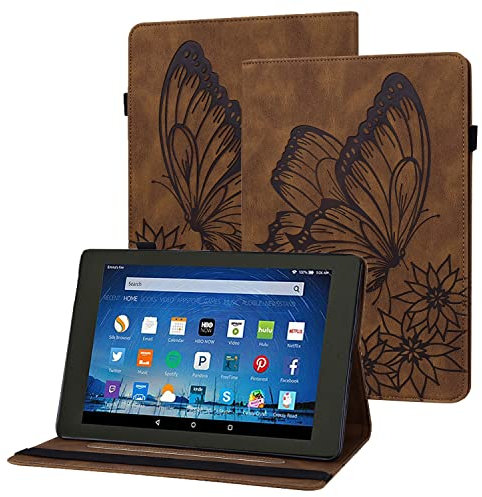 Blllue Funda para tablet Fire HD 8 y Fire HD 8 Plus (10ª generación, versión 2020), diseño de mariposa, estilo retro y delgado, para tablet Fire HD 8 (versión 2020), color marrón