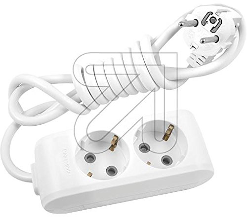 Steckdosenleiste/Mehrfachstecker mit Wandhalterung VDE geprüft (2-Fach ; 1,5 Meter, weiß)