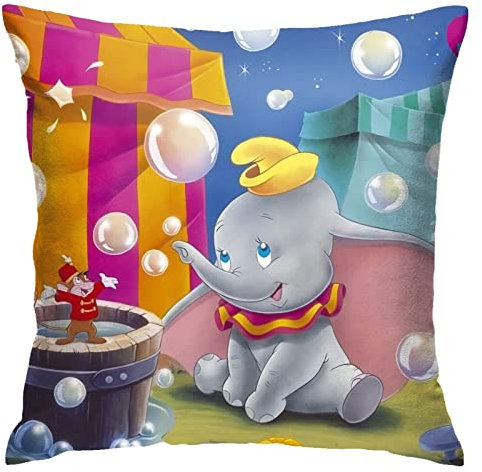 Dumbo Kissenbezug Kissenbezüge Überwurf Kissenbezug Dekorative Kissenbezüge Kissenbezug Schutz für Schlafzimmer/Wohnzimmer/Zimmer/Sofa 18 x 18 Zoll