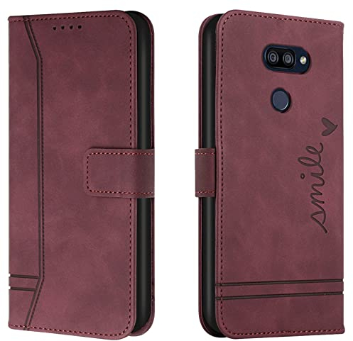 Lihondar Kompatibel mit LG K40S Hülle, Handyhülle LG K40S, Premium Leder Klappbar Schutzhülle Tasche Wallet mit Brieftasche [Ständer] [Standfunktion] Cover Flip Case Klapphülle für LG K40S (Rot)