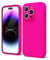 oakxco for iPhone 14 Pro Max Phone Case Liquid Silicone,Fluorescent Bright Solid Color, Cute Thin Slim Soft Rubber TPU Plain Smooth Gel Matte Protective Cover for Women Girl, Fuchsia Hot Pink