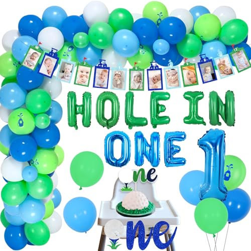 Golf 1. Geburtstag Dekorationen, Loch in einem Ballon Girlande Arch Kit, Golf Foto Banner, Ein Hochstuhl Banner für Jungen Ersten Geburtstag, Sport Thema Party Supplies