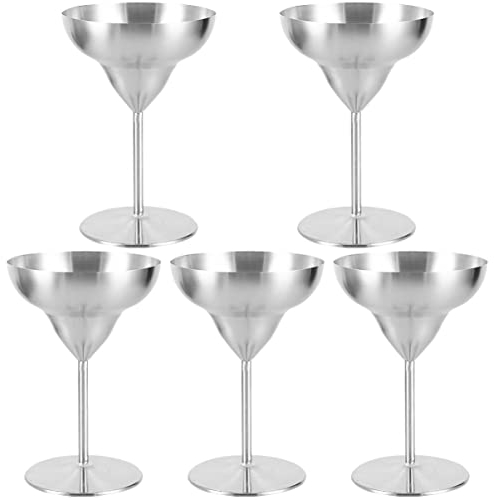 Copas De CóCtel De Acero Inoxidable Irrompibles Set De 5 Vasos Elegantes Para Vino, ChampáN Y Margaritas - DecoracióN Ideal Para Bodas, Fiestas Y Celebraciones